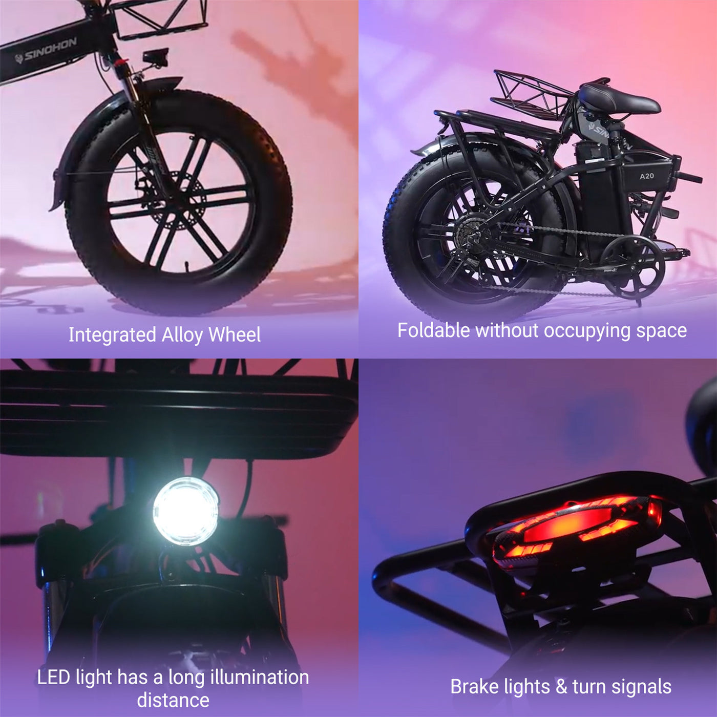 A20 Foldable E-bike 20" Fat Tire 1000W Peak Motor